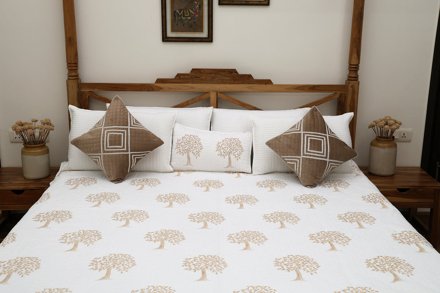 Golden Tropical Quilted Bedcover