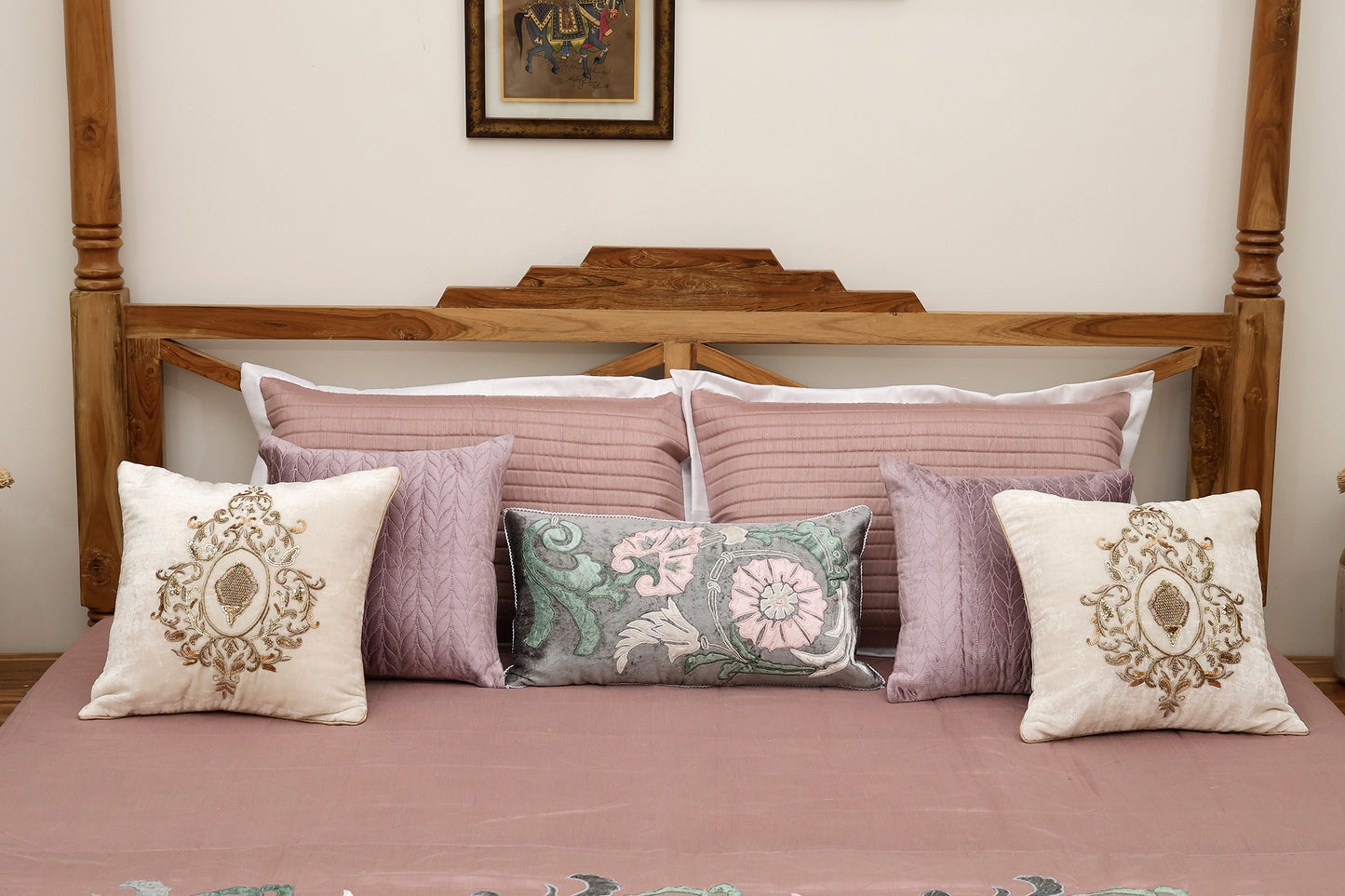 Pink Silk Ikkat Bedcover