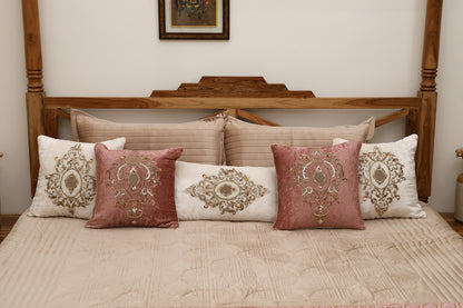 Cotvelvet Bedcover with Zardozi Runner Set