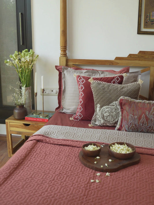 Burnt Rust Cotton Bedspread