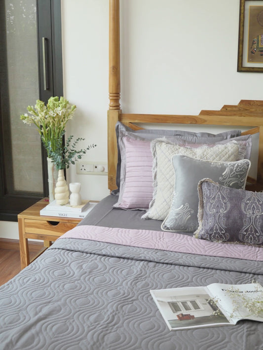 Charcoal Grey Cotton Bedspread