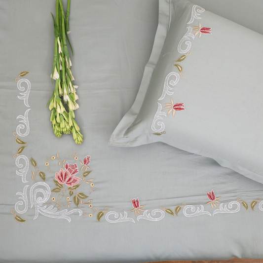 Monsoon Season Embroidery Bedsheet